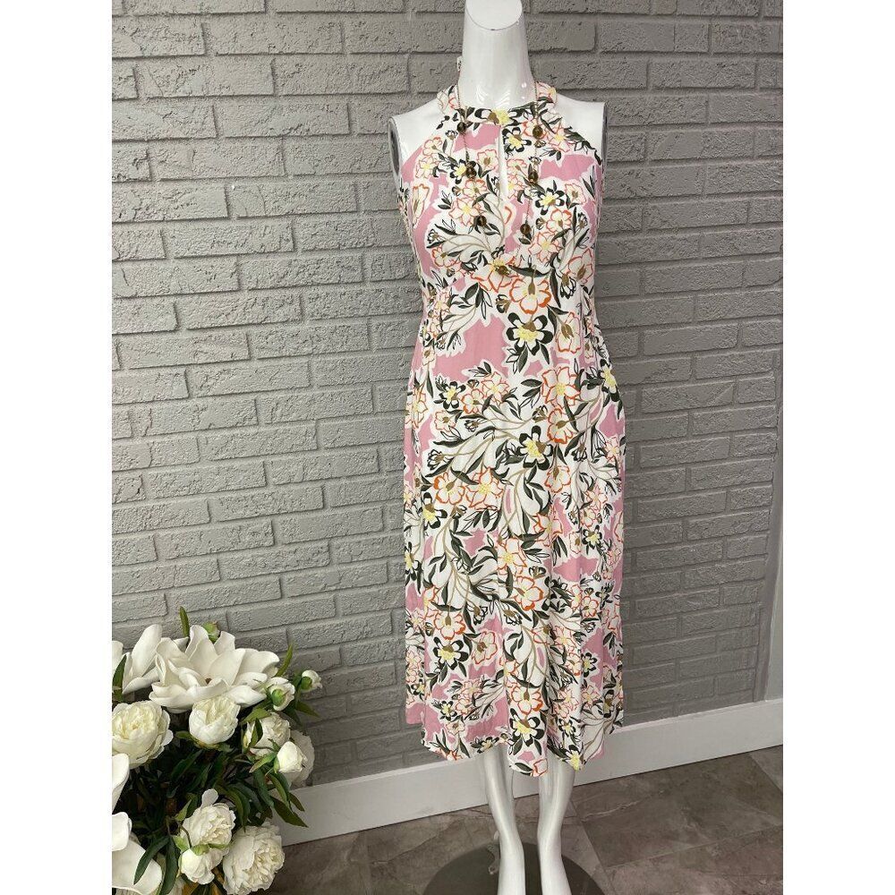 Ann Taylor Women Petite Floral Sleeveless Halter Dress Size 00P